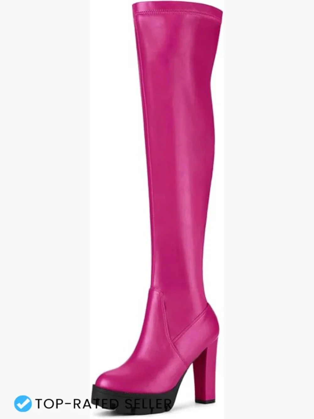 Over the Knee Chunky Heel Platform Boots Round Toe Zip Closure